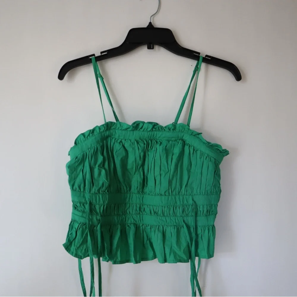 FREE PEOPLE Green Ruffle Tank Top - Picture 1 of 4